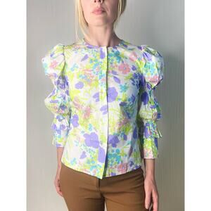 LES REVERIES Elizabeth Floral Puff Sleeve Blouse US SMALL NWT $295